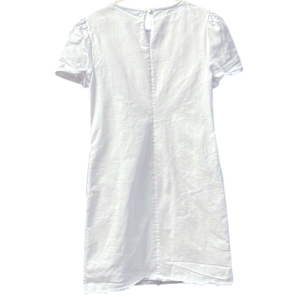 DRAPER JAMES Cotton Denim Classic Shift Dress Raw Hem Magnolia White Size 8 NWT - Picture 4 of 8